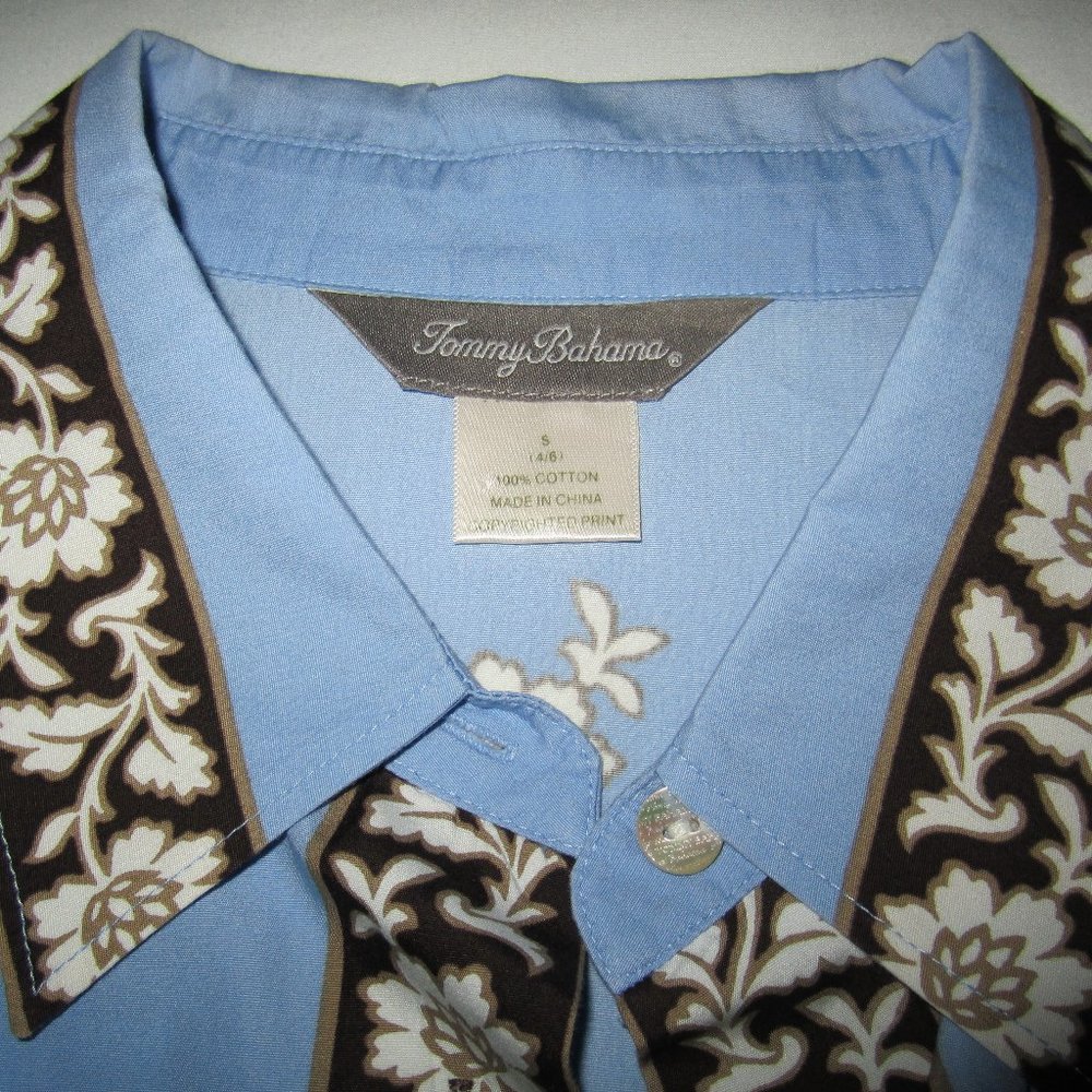 Tommy Bahama Blue Scroll Pattern Button-Down Shir… - image 6